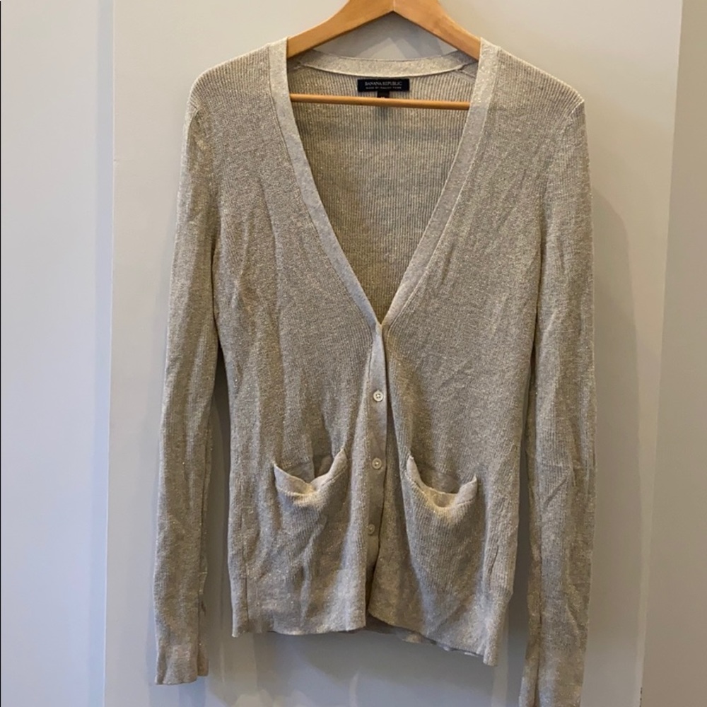 Metallic cardigan, tan/gold, M Banana republic